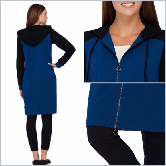 ❌SOLD❌ Zip Front Hooded Dress, 3X NEW Neptune Blue - Picture 2 of 8